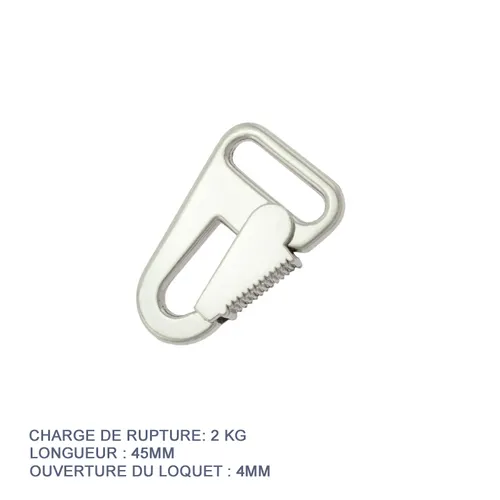 1 x 25mm mousqueton / nickelé / porte-clés