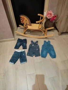 2 pantalons et 2 salopettes 1 mois ttbe - La Compagnie des Petits - Naissance - 0 mois  | Beebs