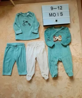 9/12 mois lot pyjamas velours - Orchestra - 9 mois  | Beebs