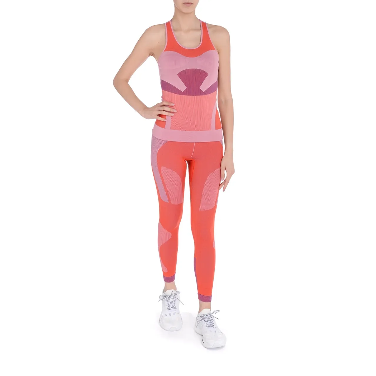 Adidas by Stella McCartney Leggings TrueStrength Yoga Knit rose et orange 