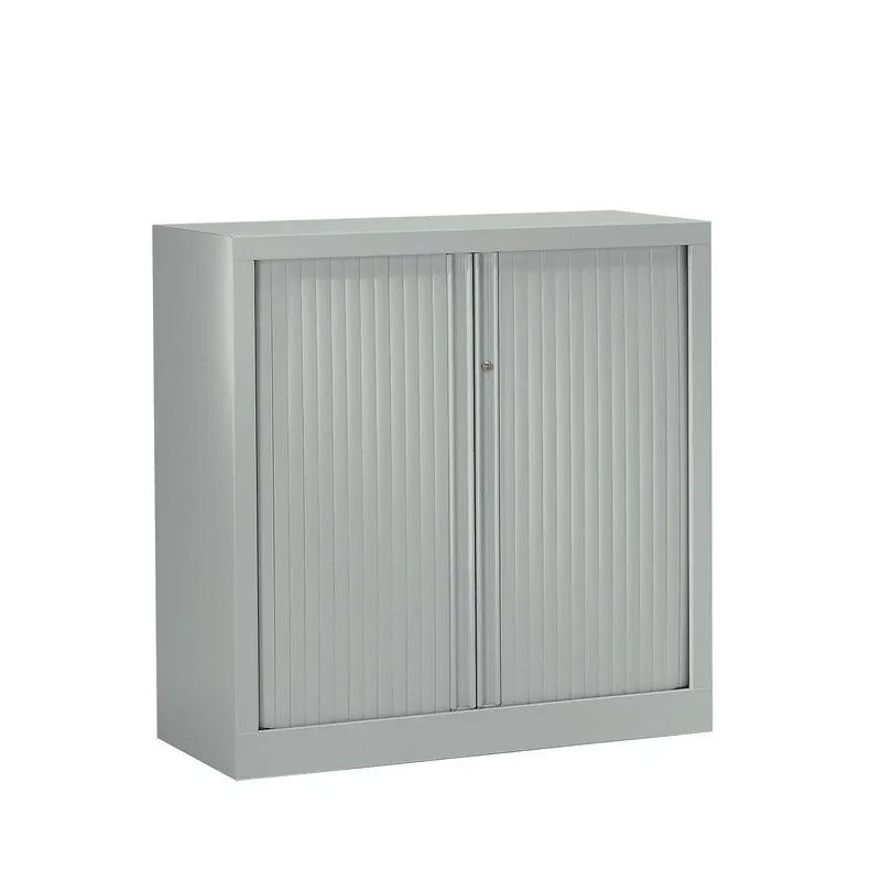 Armoire basse monobloc à rideaux ETIC - 100 x 120 cm - gris