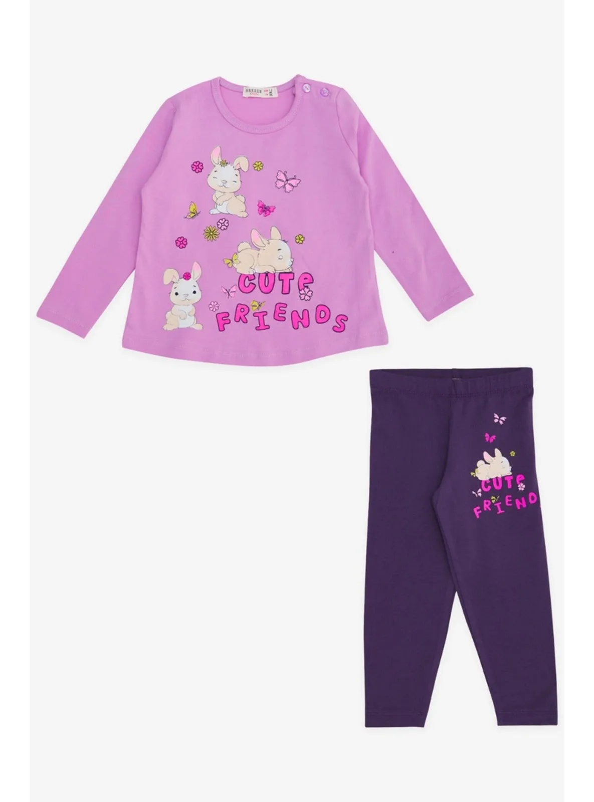 Baby Girl Leggings Set Rabbit Printed Lilac (9 Months 3 Years)