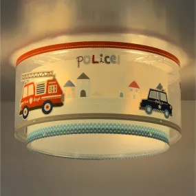 Blauwe kinderkamer plafondlamp kunststof, Politie