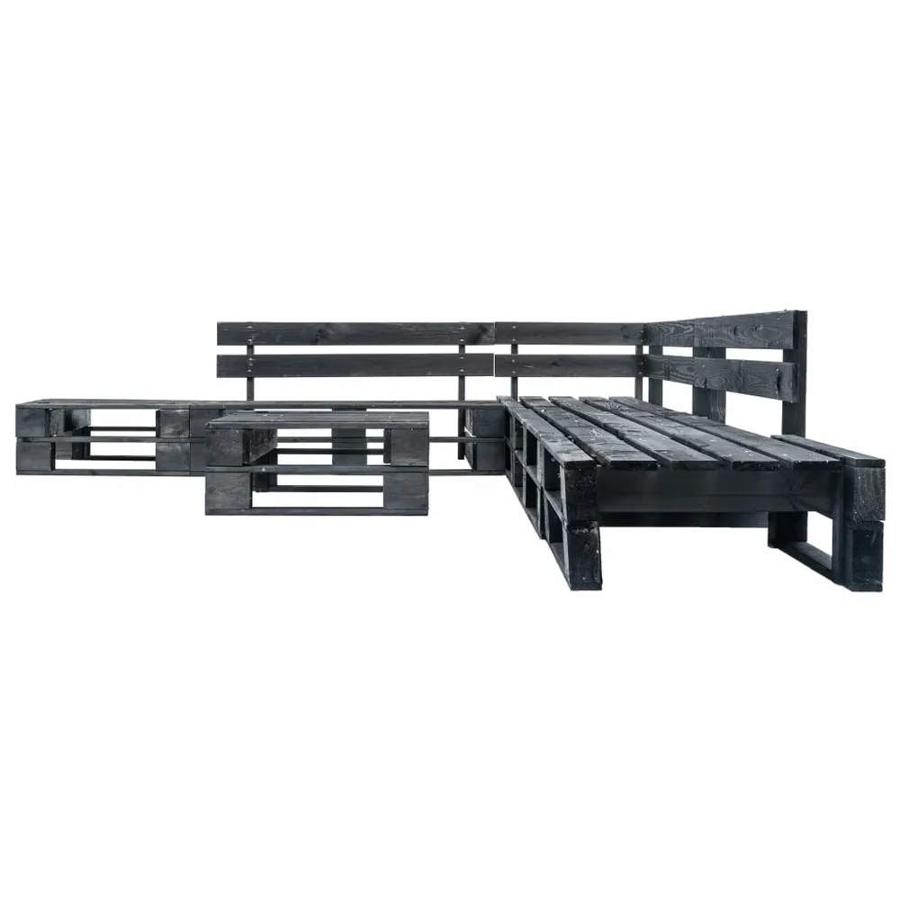 Canapés de jardin palette 6 pcs noir bois