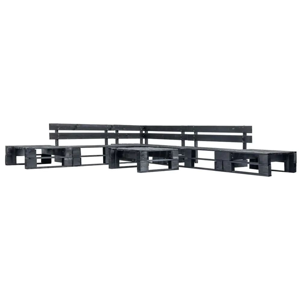 Canapés de jardin palette 6 pcs noir bois