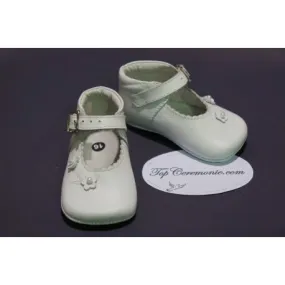 Chaussures babies baptême bébé fille cuir blanc 