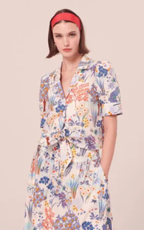 Chemise manches courtes imprimé fleuri bleu Tara Jarmon - La Canadienne - Hauts / Chemises Textile Bleu