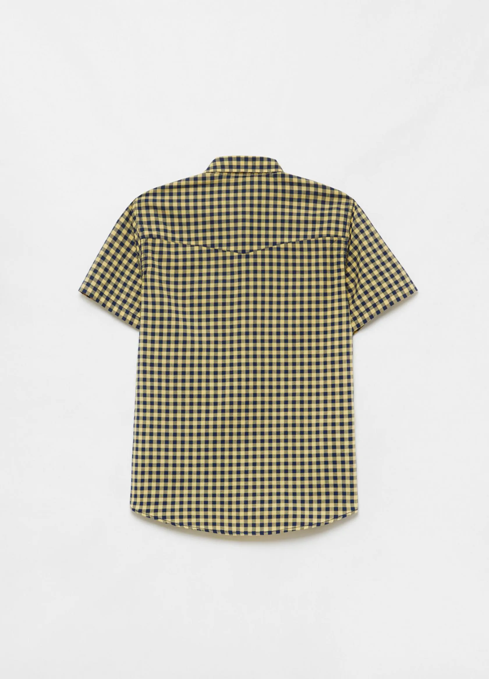 Chemises Casual Homme | 100% cotton check shirt Bleu / Jaune | OVS