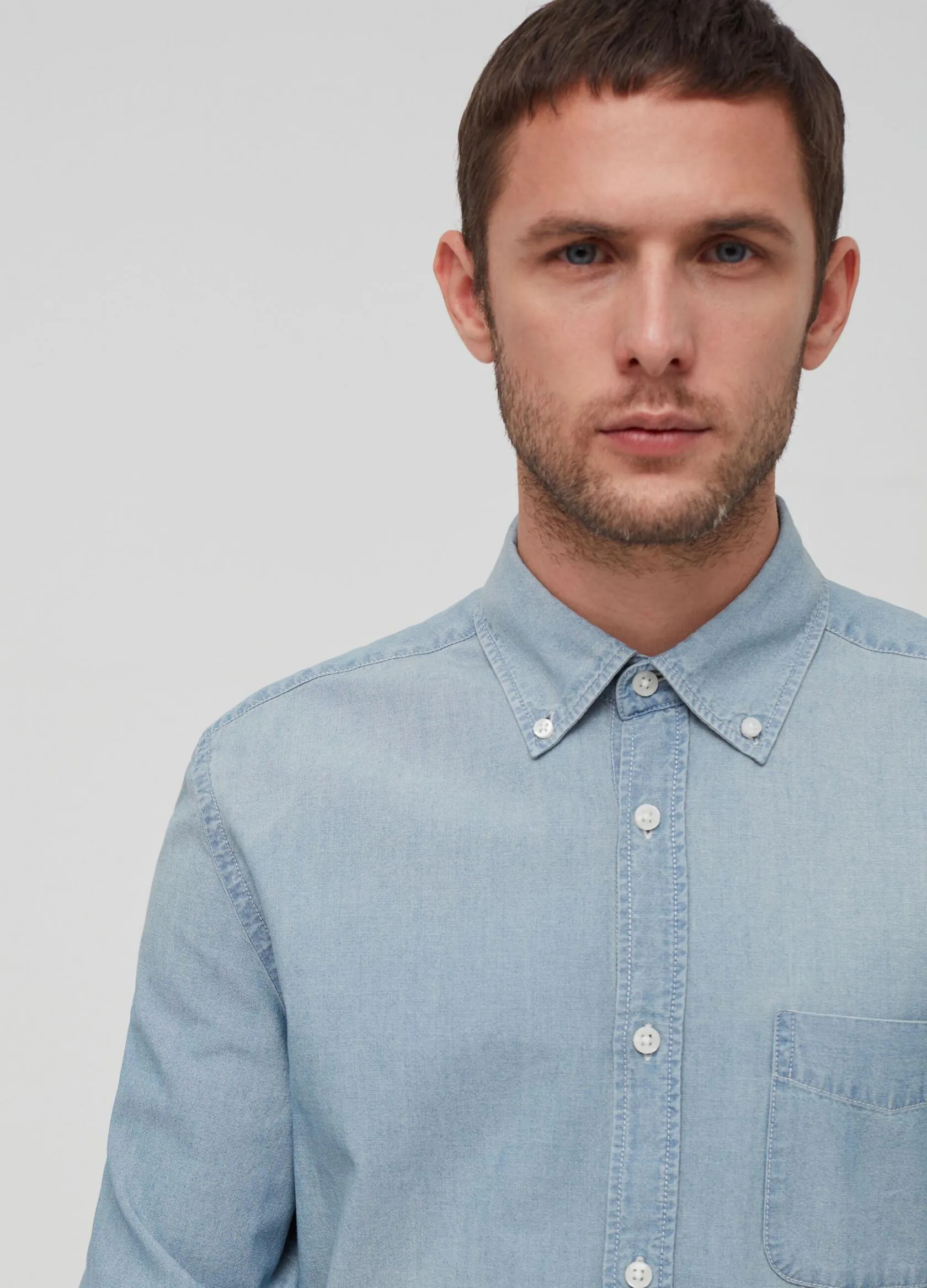 Chemises Casual Homme | 100% cotton denim-effect shirt Bleu ciel | OVS