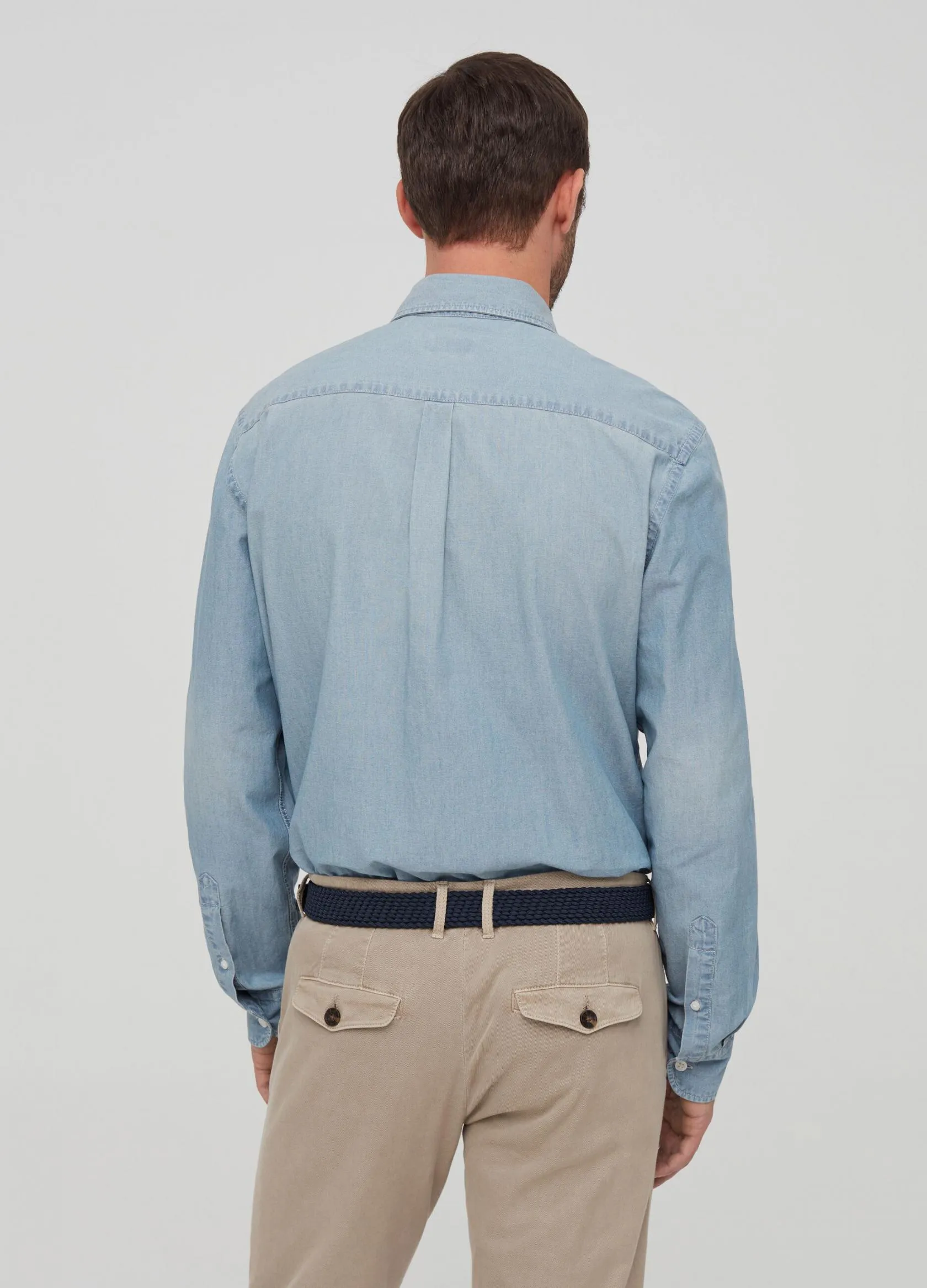 Chemises Casual Homme | 100% cotton denim-effect shirt Bleu ciel | OVS