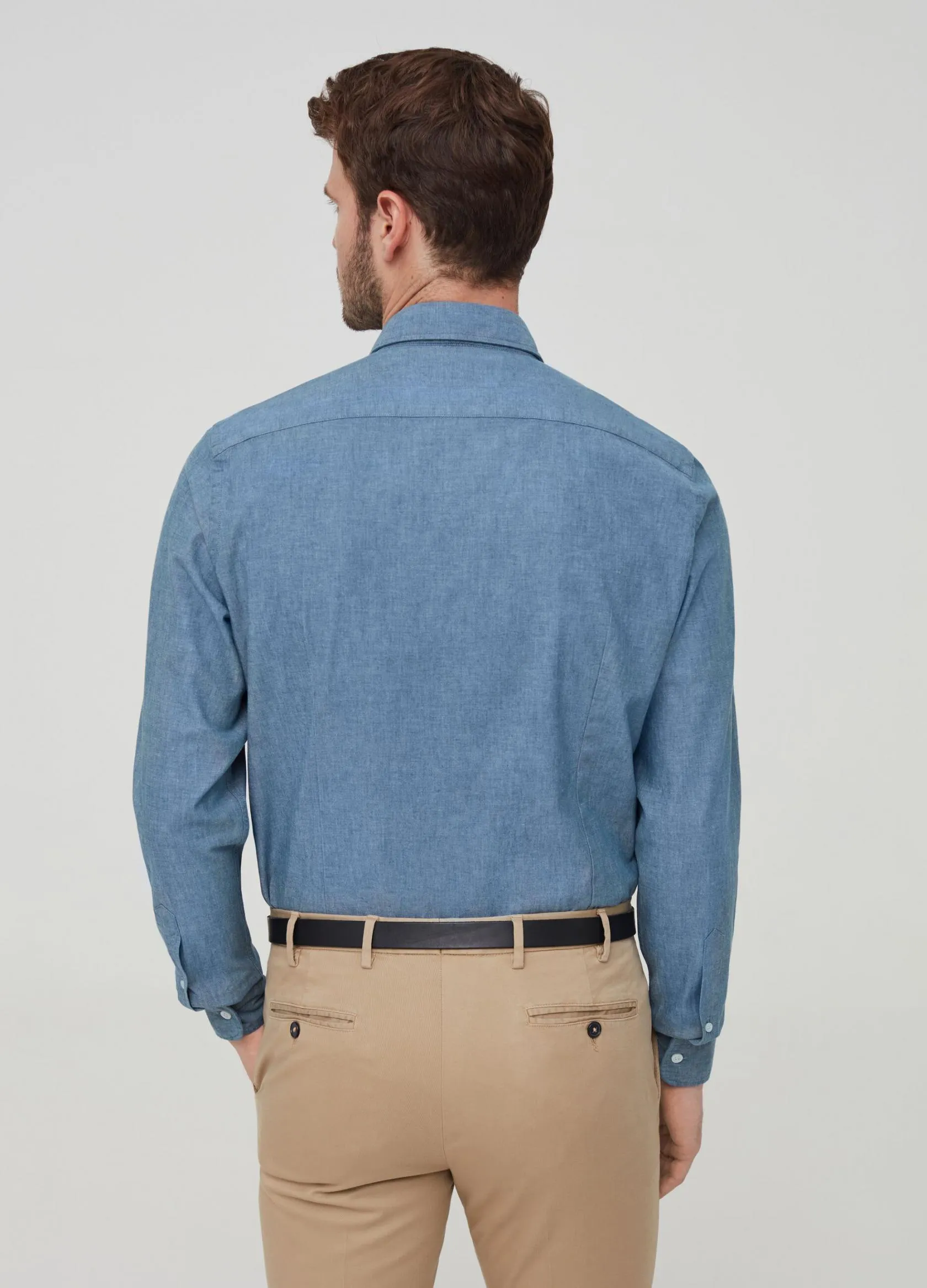 Chemises Casual Homme | 100% cotton shirt with cutaway collar Bleu ciel | OVS