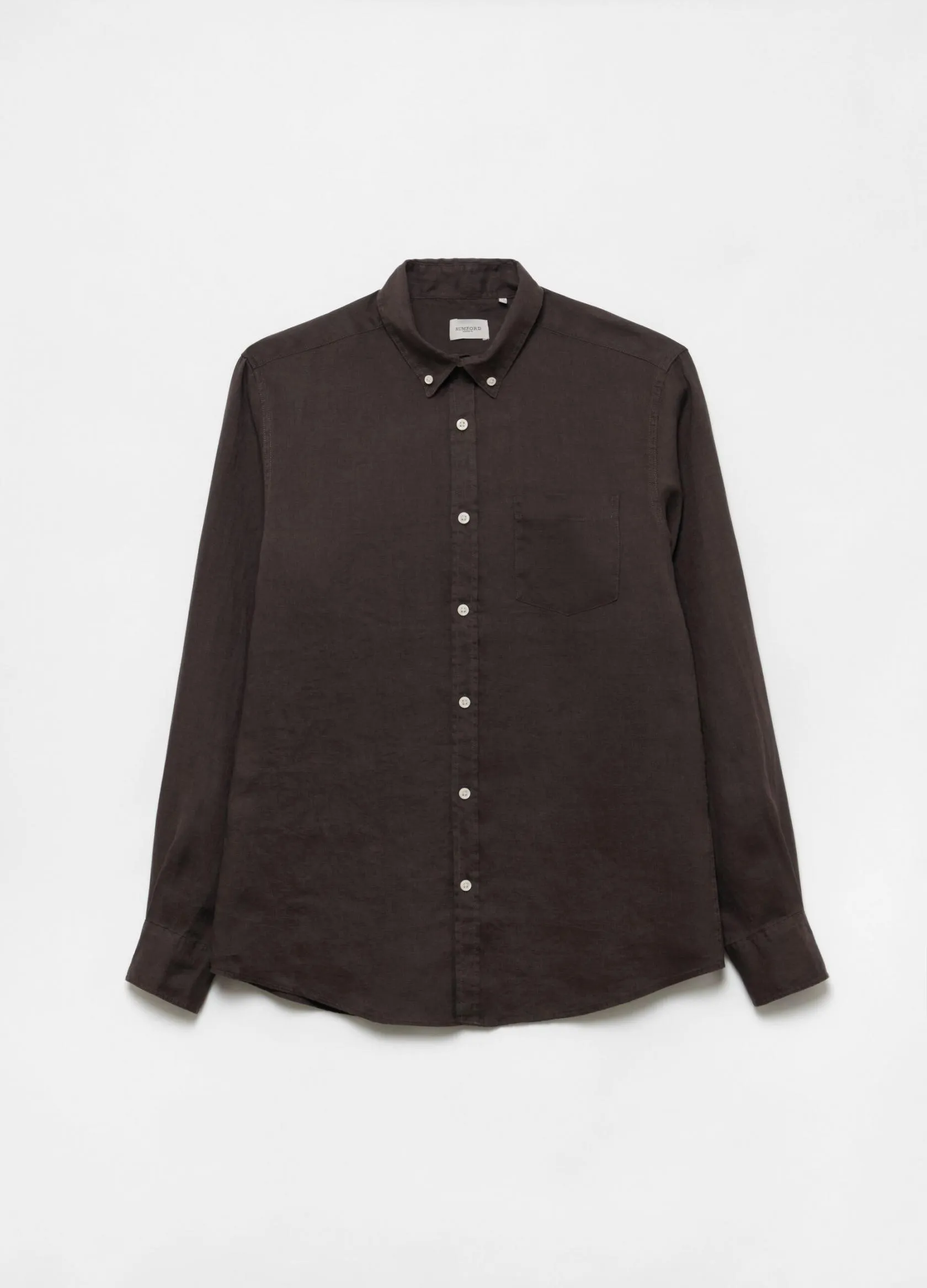 Chemises Casual Homme | 100% linen button-down shirt Marron chocolat | OVS