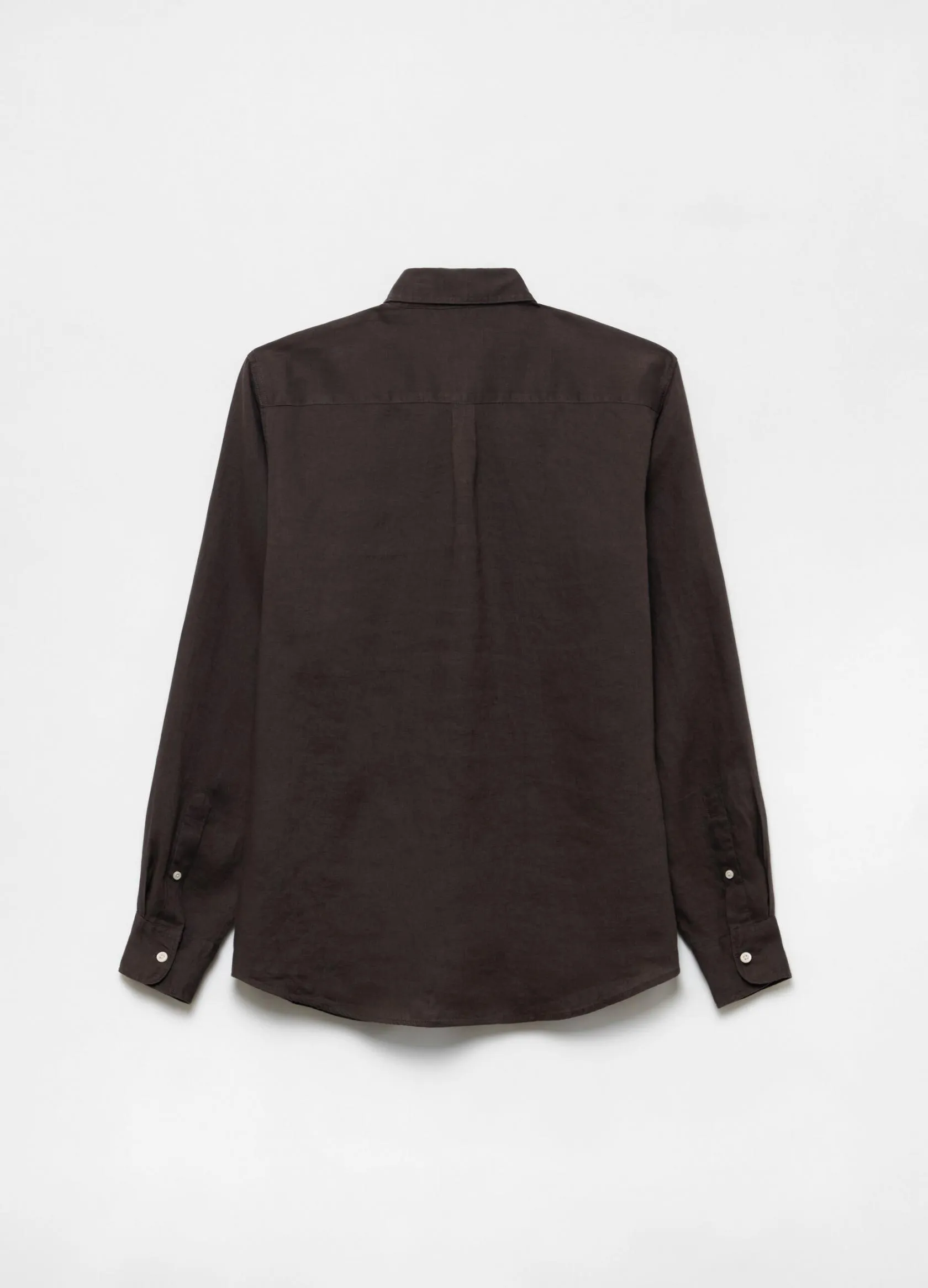 Chemises Casual Homme | 100% linen button-down shirt Marron chocolat | OVS