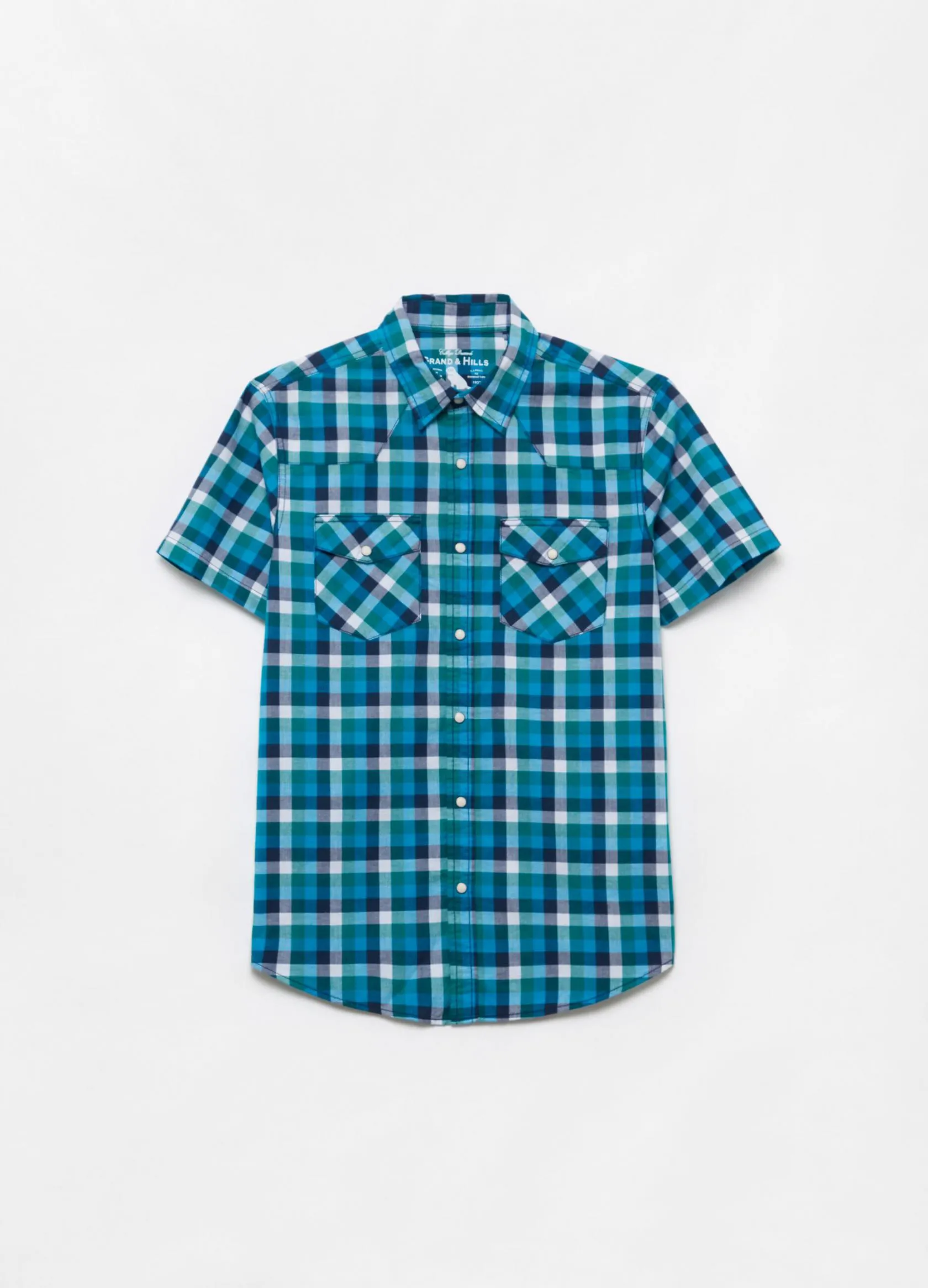 Chemises Casual Homme | Check shirt in 100% cotton Bleu / Bleu ciel | OVS