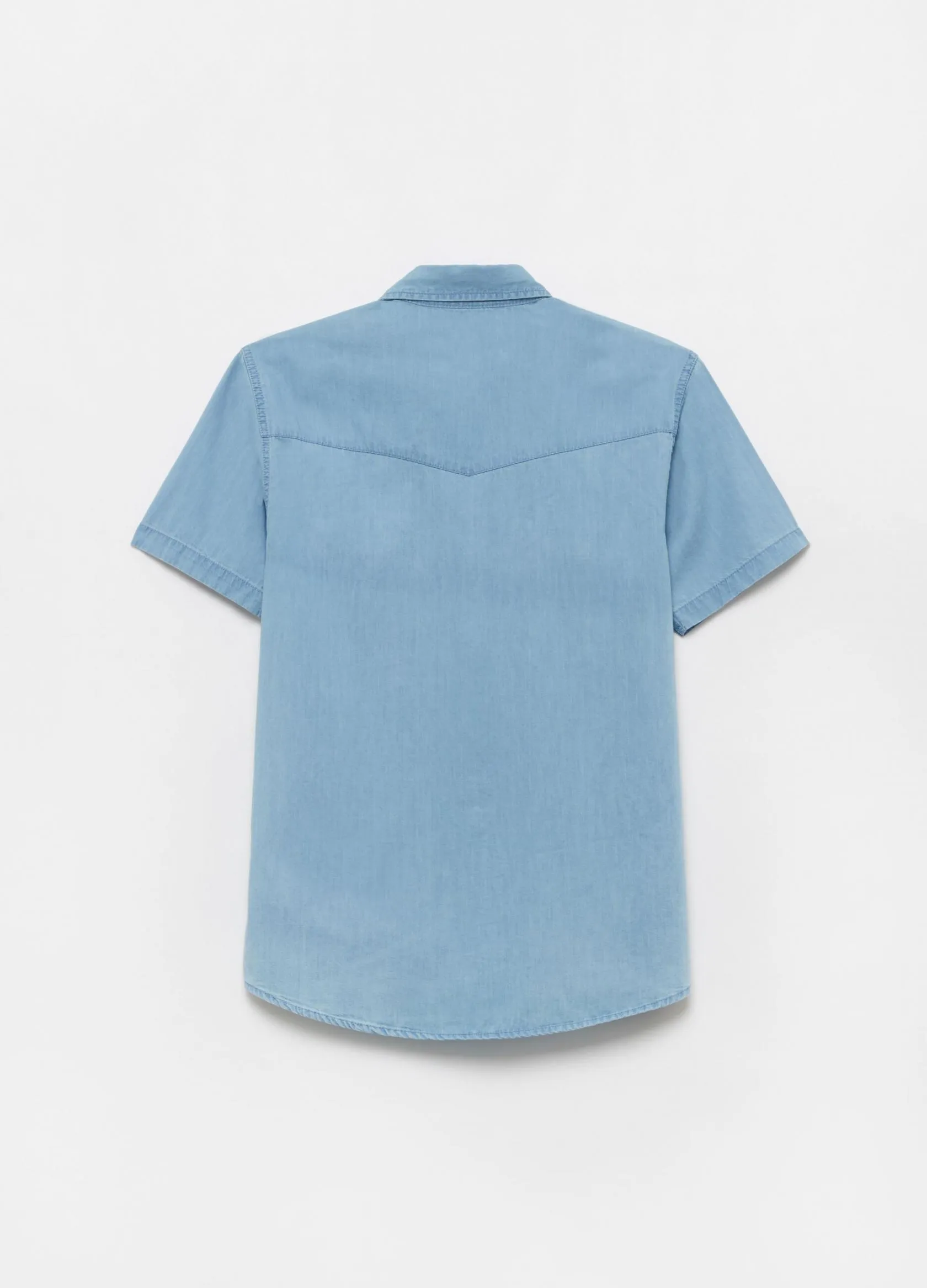 Chemises Casual Homme | Denim-effect 100% cotton shirt Bleu ciel | OVS