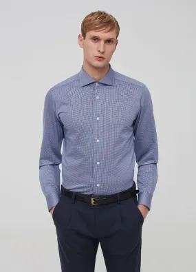 Chemises Casual Homme | Houndstooth shirt in 100% cotton Blanc / Bleu | OVS