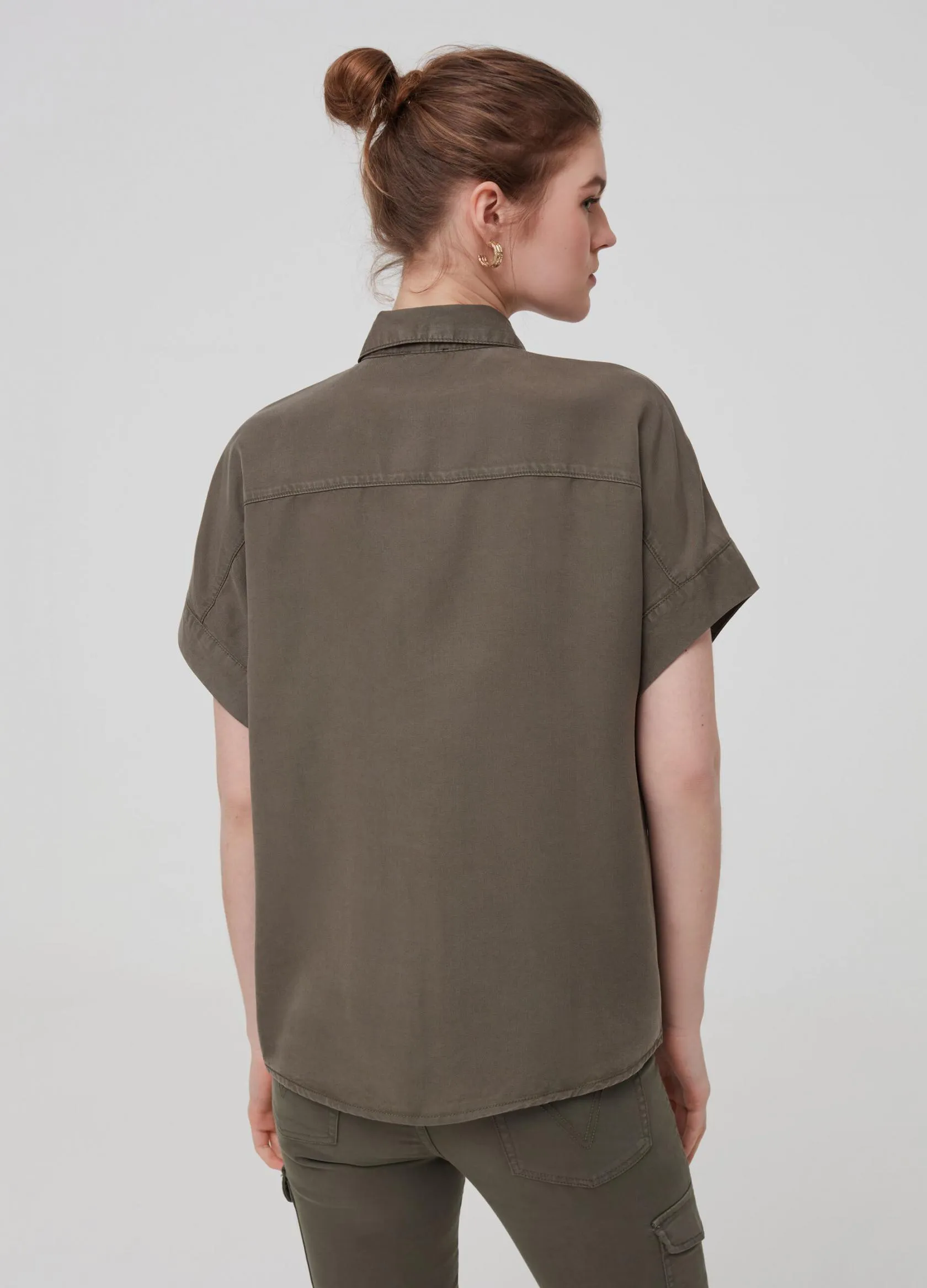 Chemises Et Blouses Femme | 100% Lyocell shirt with pocket Vert olive | OVS