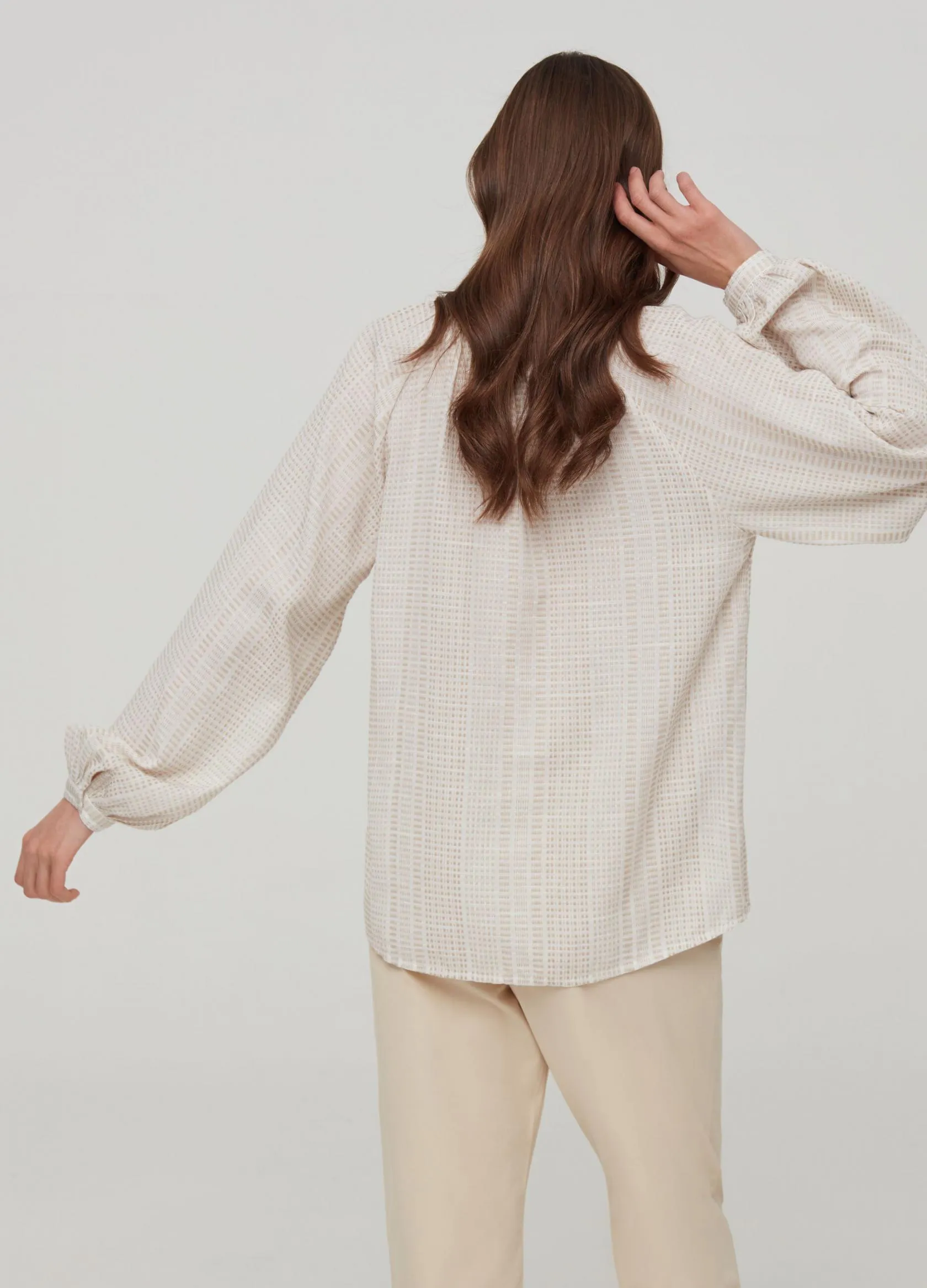 Chemises Et Blouses Femme | Geometric weave blouse in 100% cotton Blanc crème | OVS