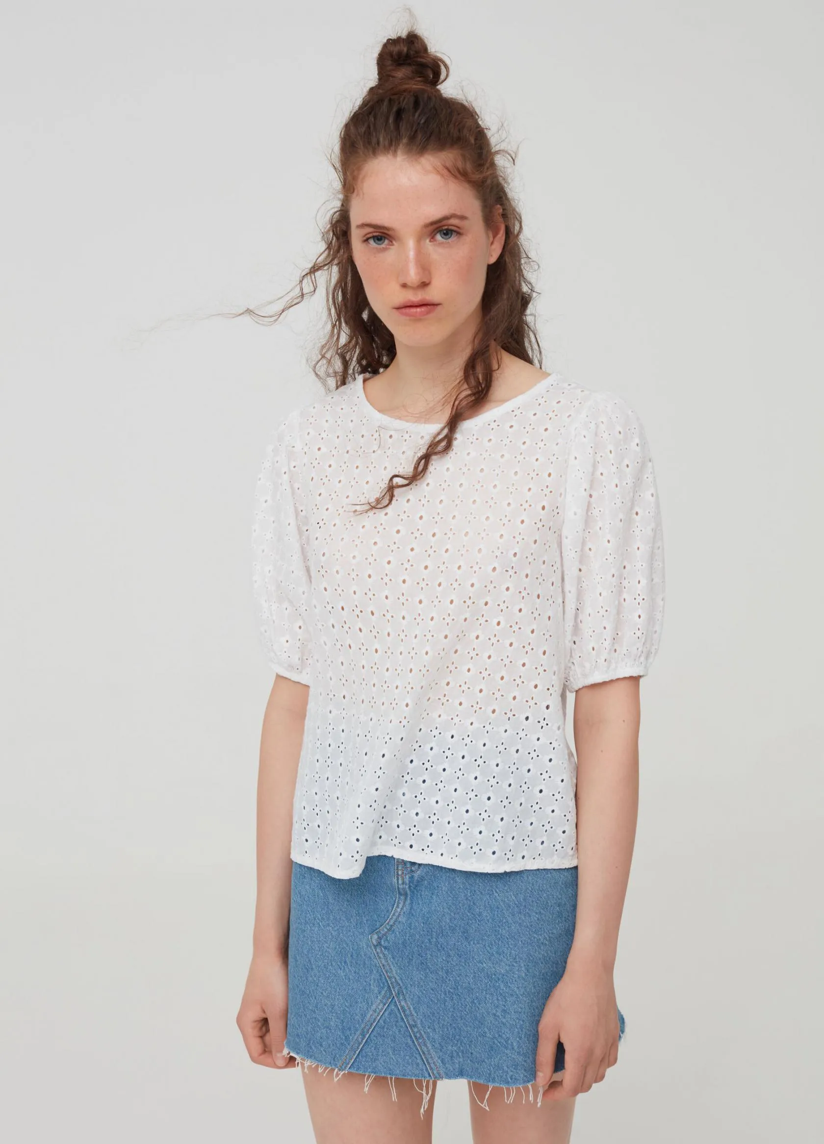 Chemises Et Blouses Femme | Openwork cotton blouse Blanc | OVS