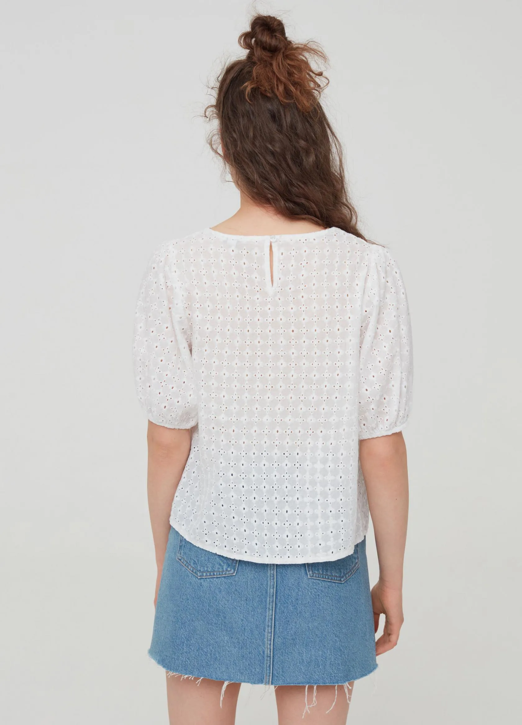 Chemises Et Blouses Femme | Openwork cotton blouse Blanc | OVS