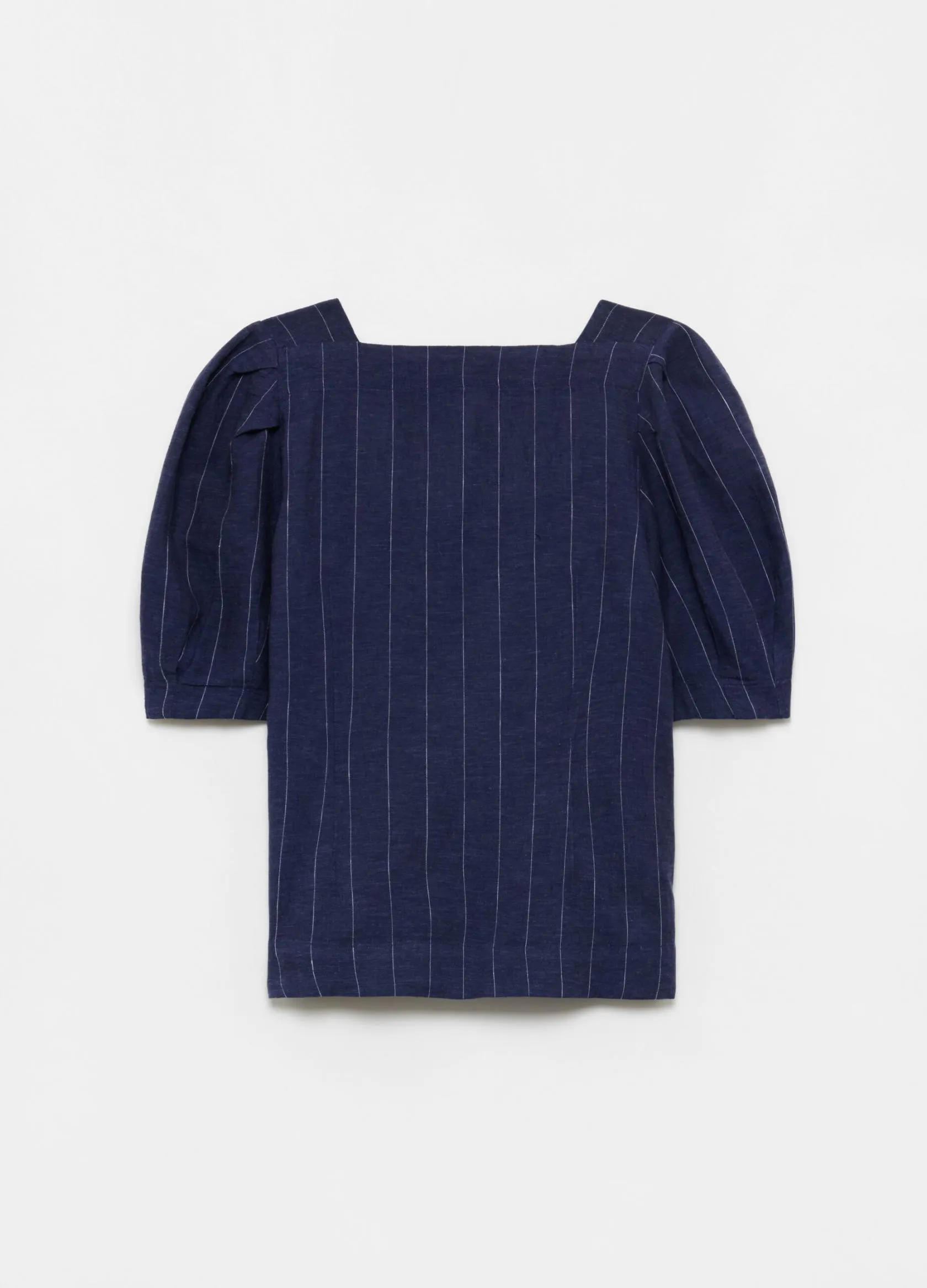 Chemises Et Blouses Femme | Striped linen and viscose blouse Bleu marine | OVS