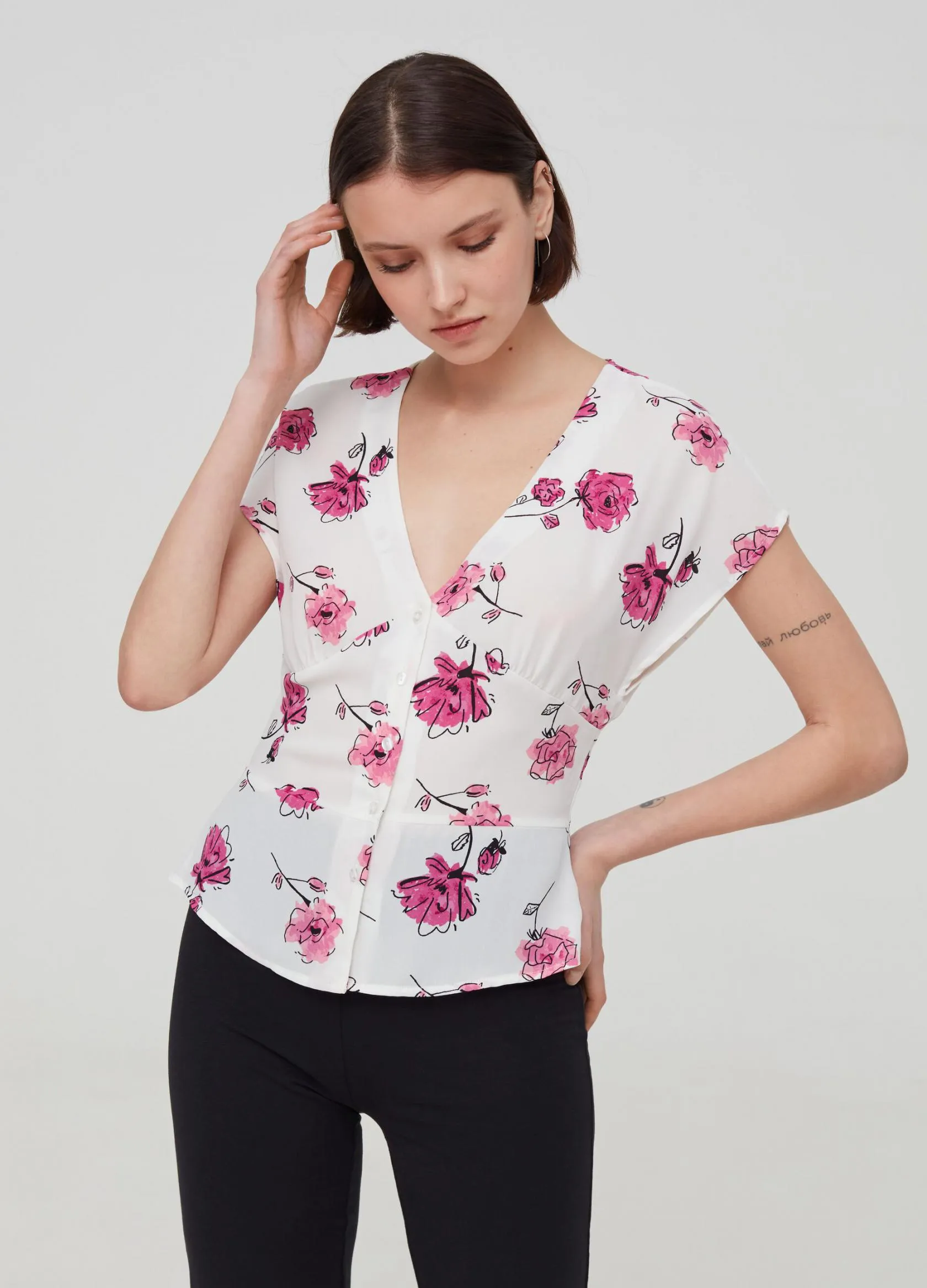 Chemises Et Blouses Femme | V-neck blouse Blanc / Rose | OVS