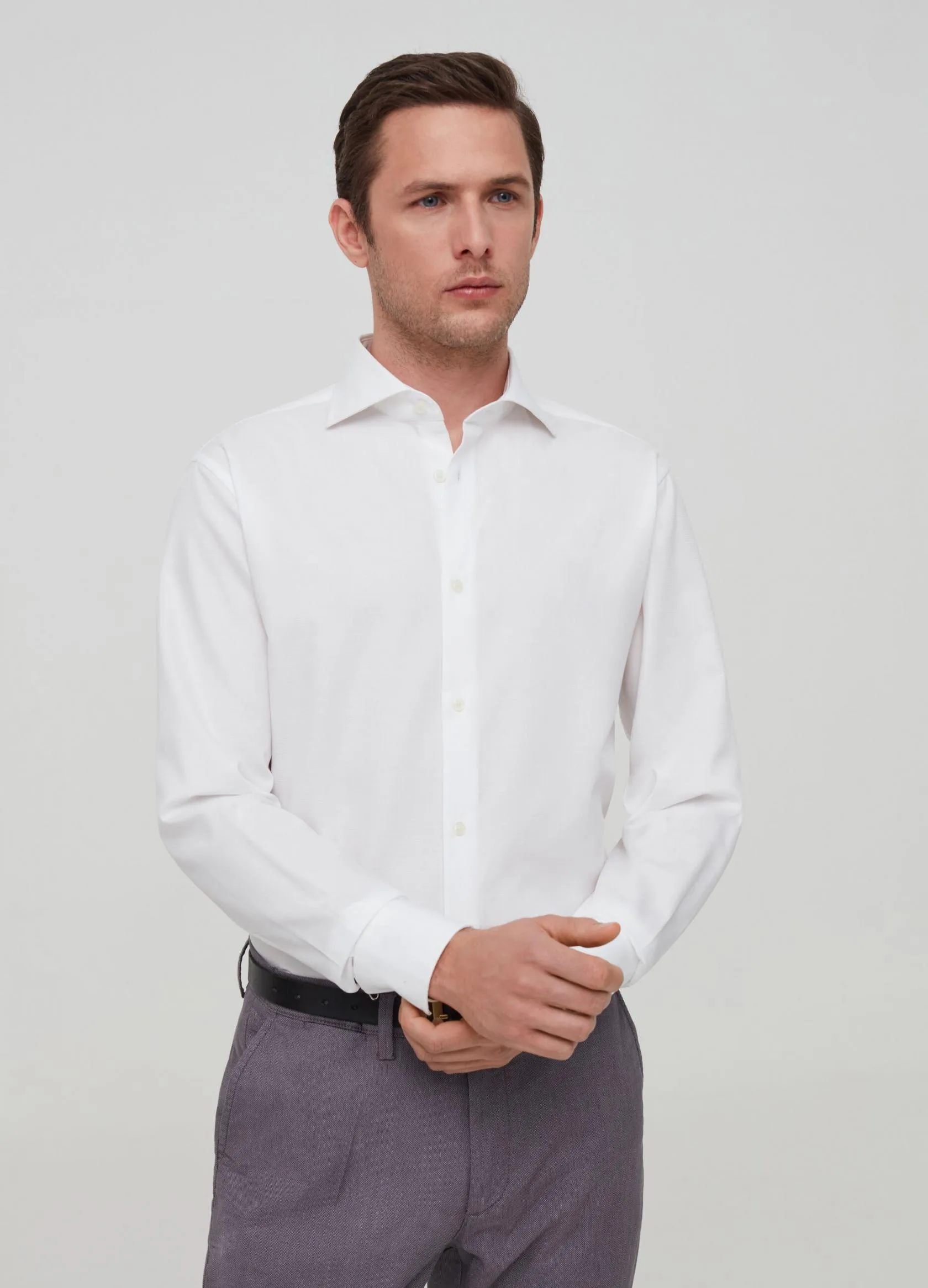 Chemises Élégantes Homme | 100% cotton regular fit shirt Blanc optique | OVS