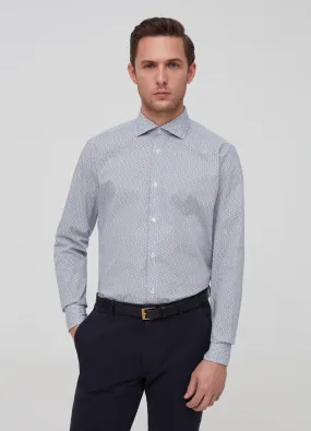 Chemises Élégantes Homme | 100% cotton shirt with cutaway collar Blanc / Bleu | OVS