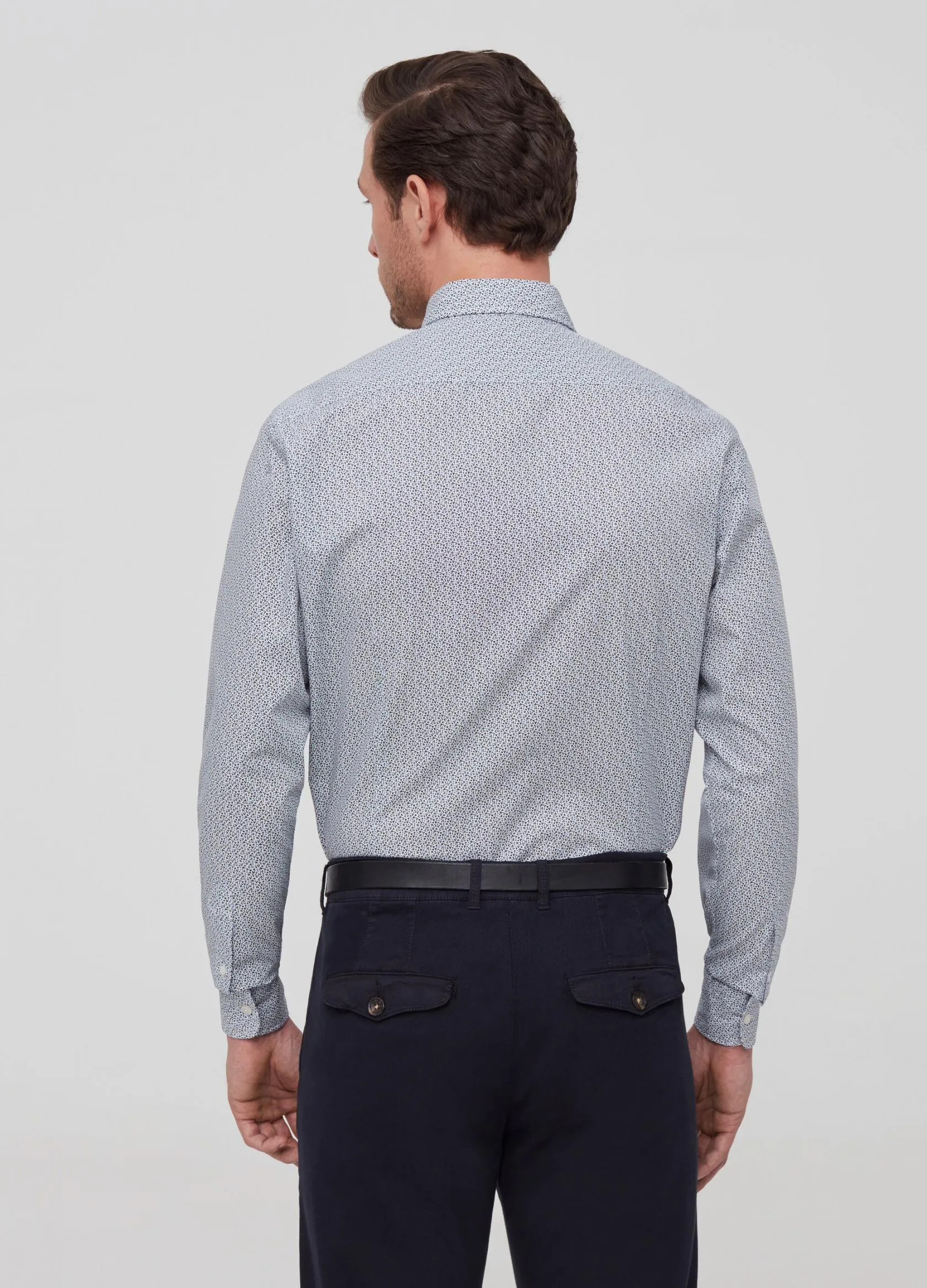 Chemises Élégantes Homme | 100% cotton shirt with cutaway collar Blanc / Bleu | OVS