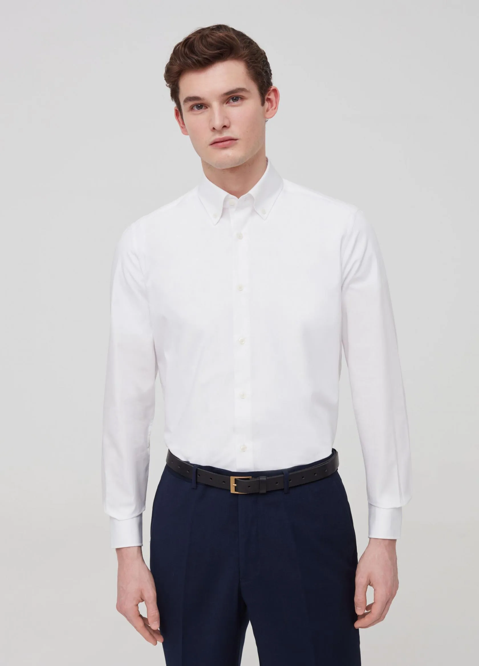 Chemises Élégantes Homme | Slim-fit shirt with button-down collar Blanc optique | OVS