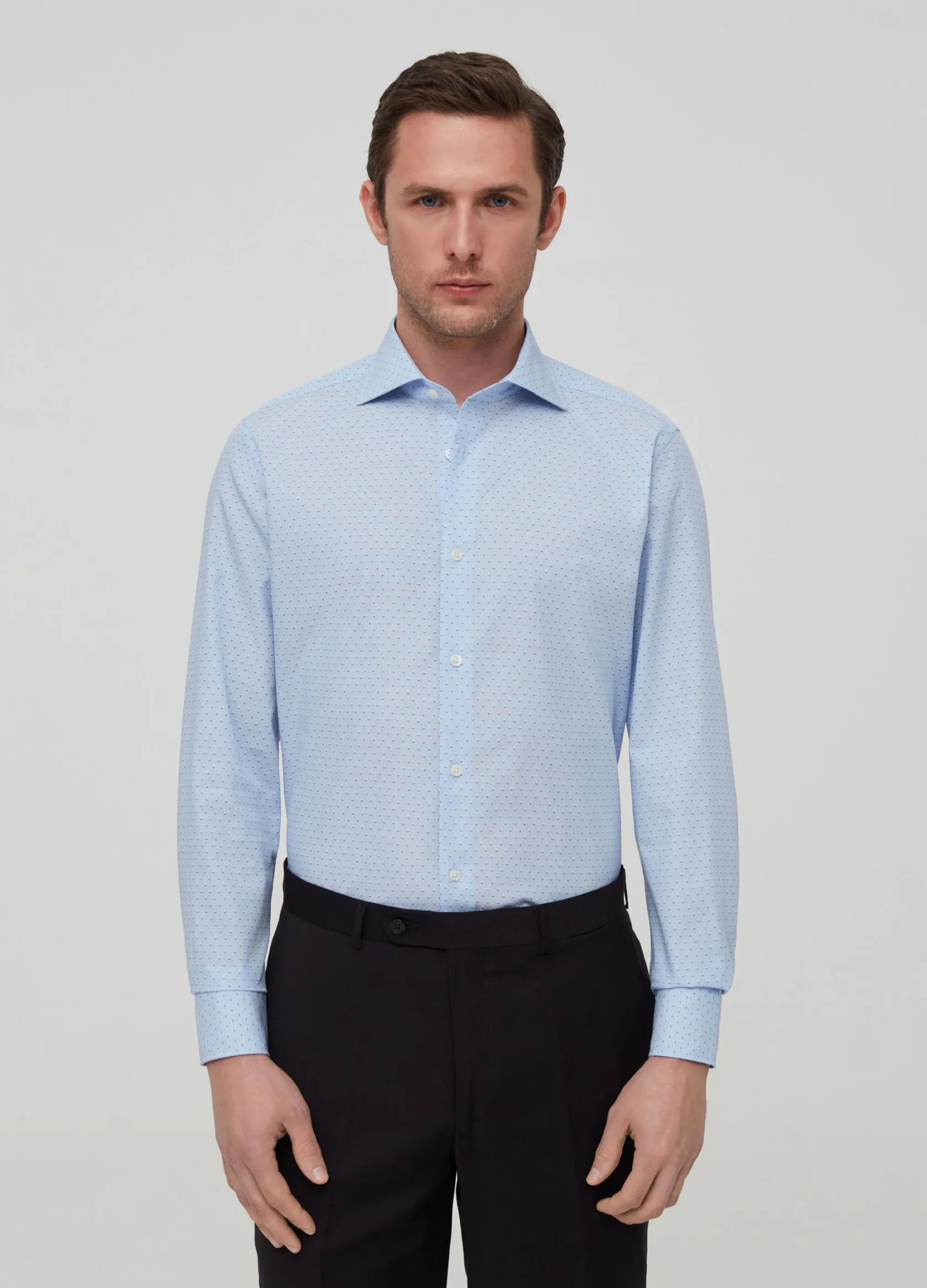 Chemises Élégantes Homme | Slim-fit shirt with micro polka dots Bleu ciel | OVS