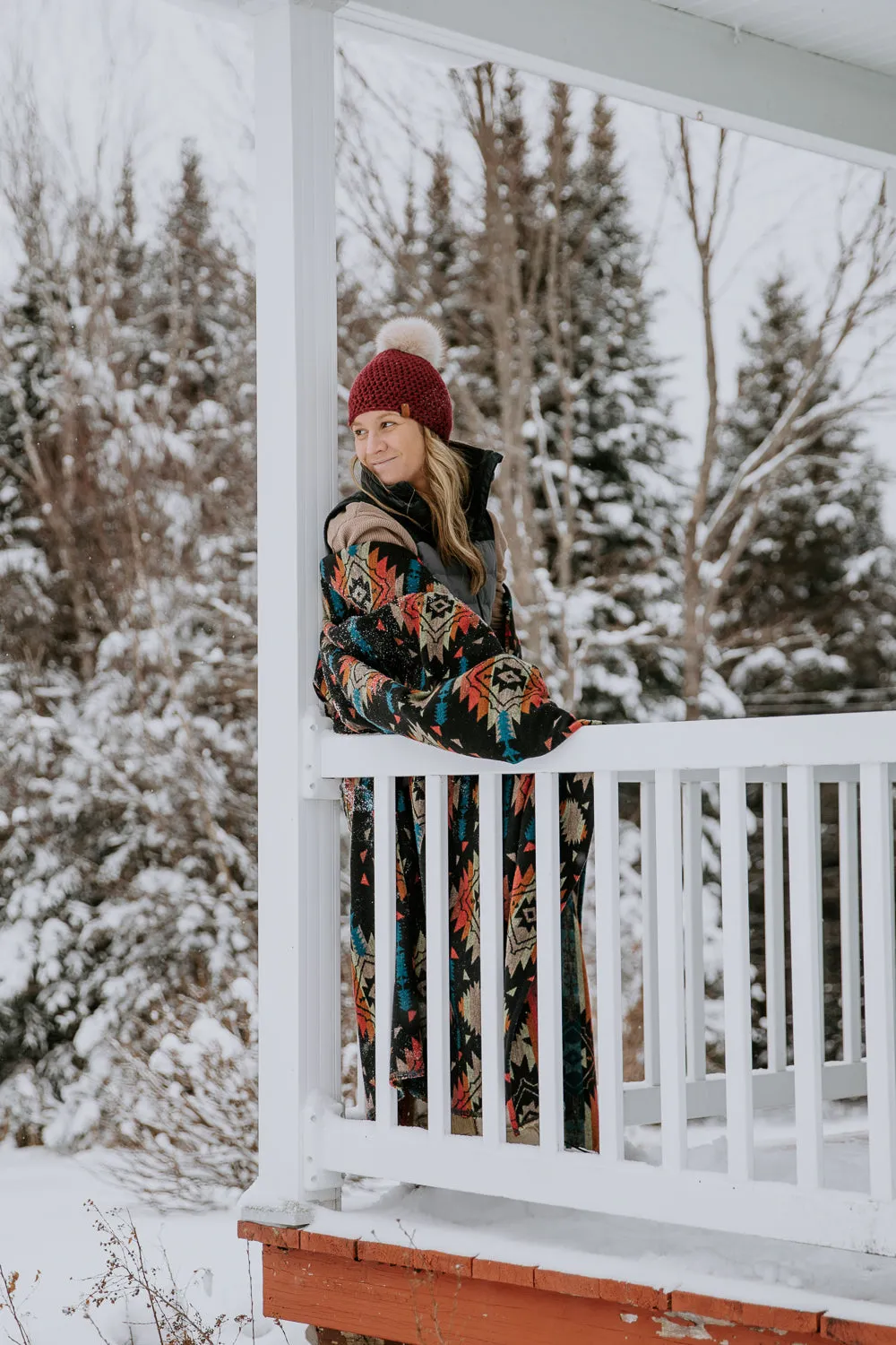 Couverture - Jeté en laine à motif boho - Petite