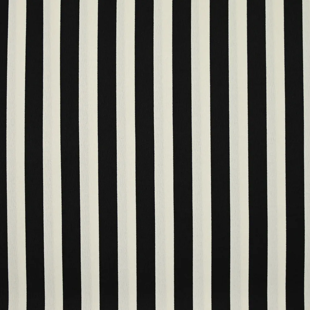 Crêpe de polyester imprimé rayé noir et blanc