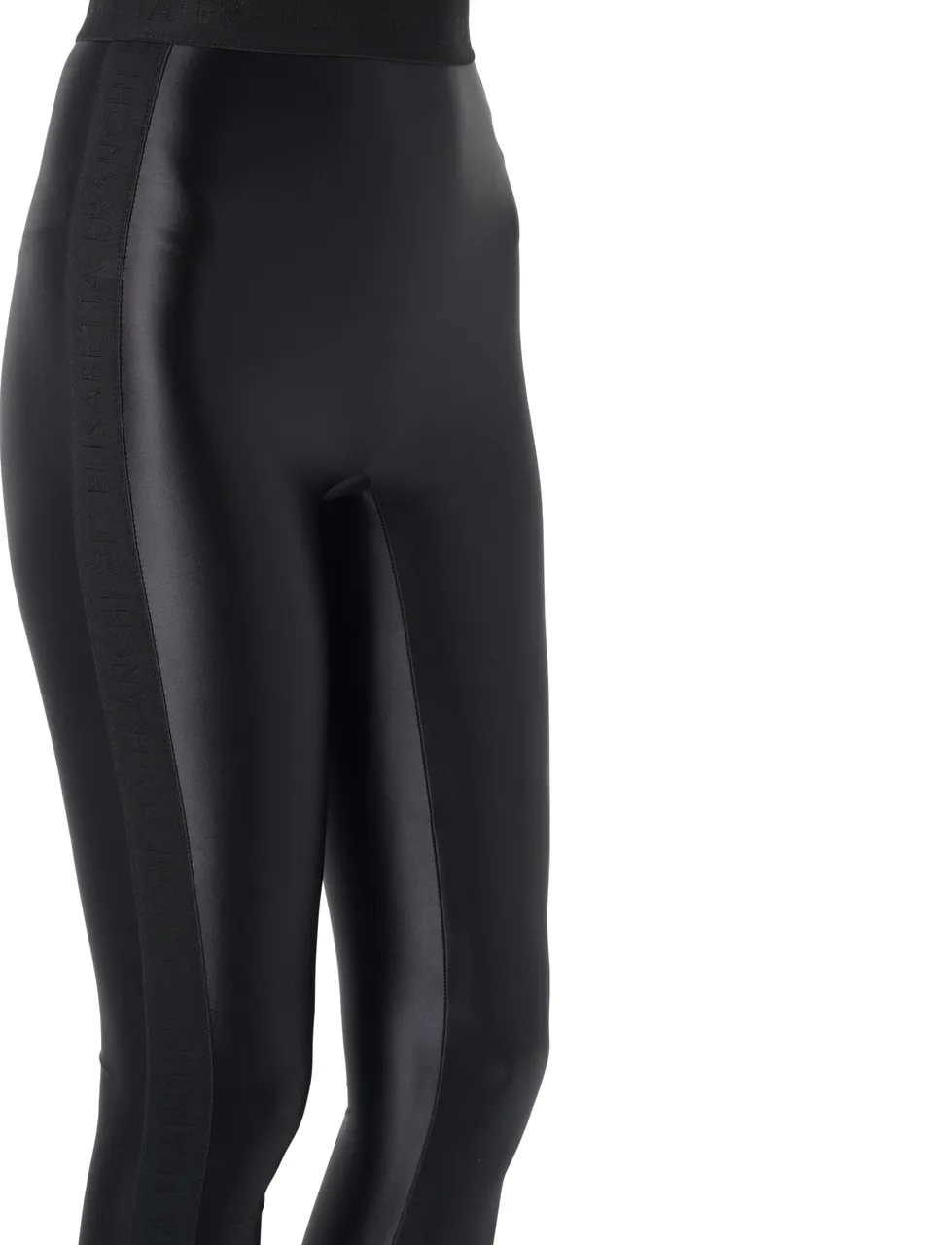 Elisabetta Franchi Leggings en lycra noir brillant