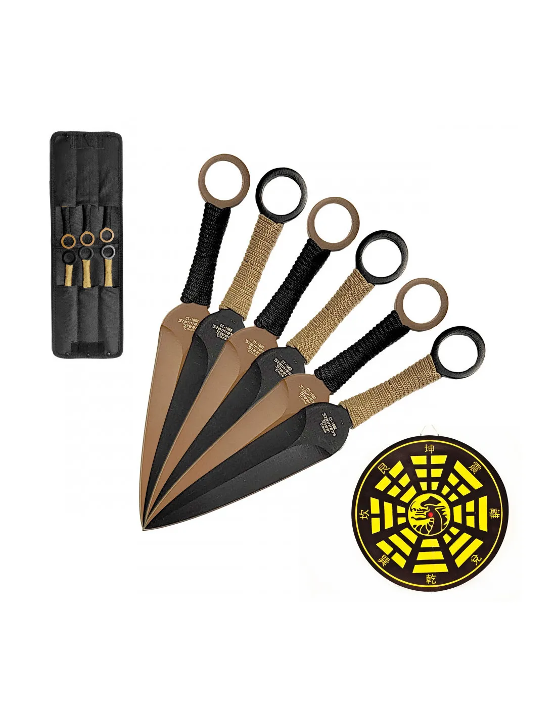 Ensemble de 6 couteaux de lancer avec cible, longueur 22,9 cm. ⚔️ Boutique Épées