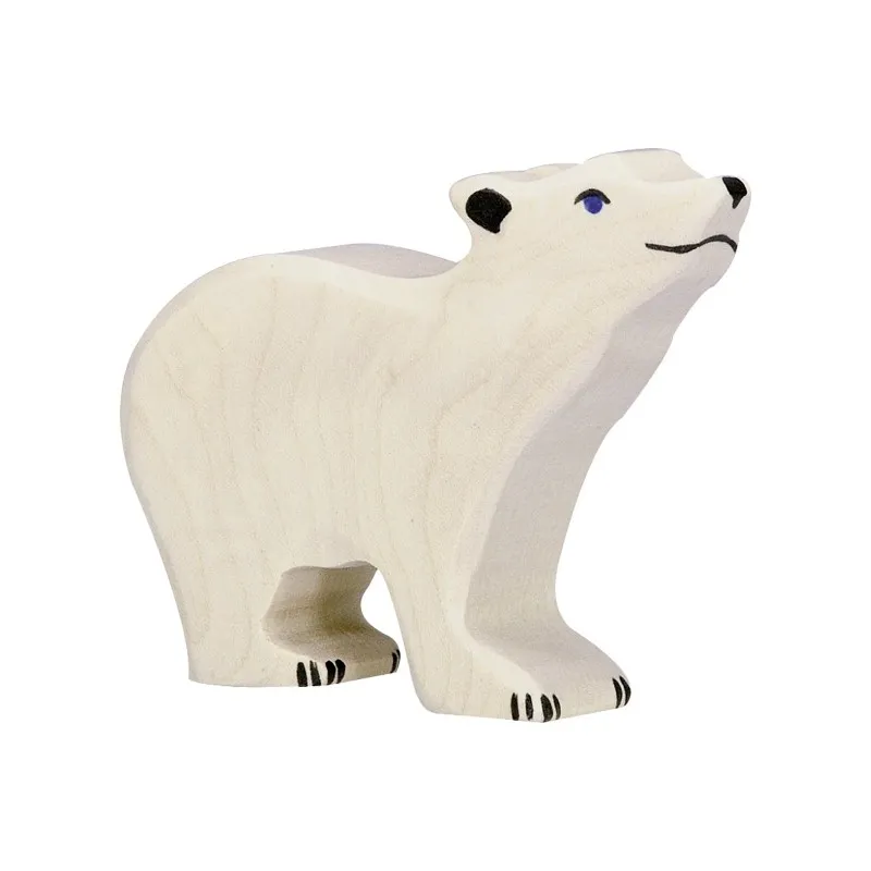 figurine bois-petit ours polaire-holztiger-sous les étoiles exactement