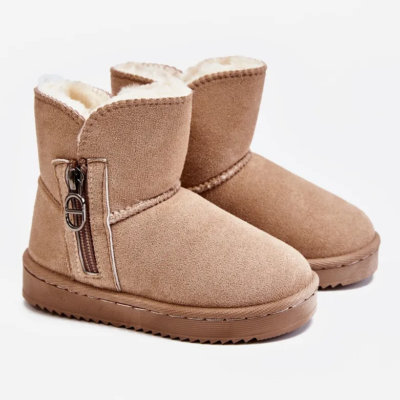 FR1 Bottes de neige chaudes à enfiler pour enfants Beige Catellie brun