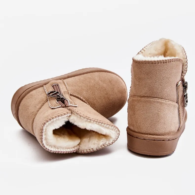 FR1 Bottes de neige chaudes à enfiler pour enfants Beige Catellie brun