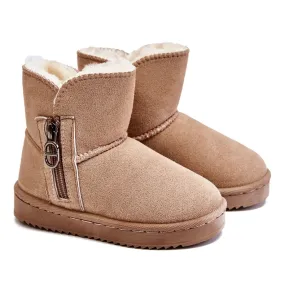 FR1 Bottes de neige chaudes à enfiler pour enfants Beige Catellie brun