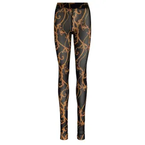 Ganni Leggings en maille semi-transparente noire et or