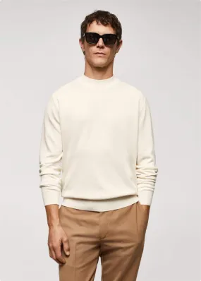 Gilets Et Pull-Overs | Homme MANGO Pull-over Col Montant Tissu Recyclé Blanc Cassé