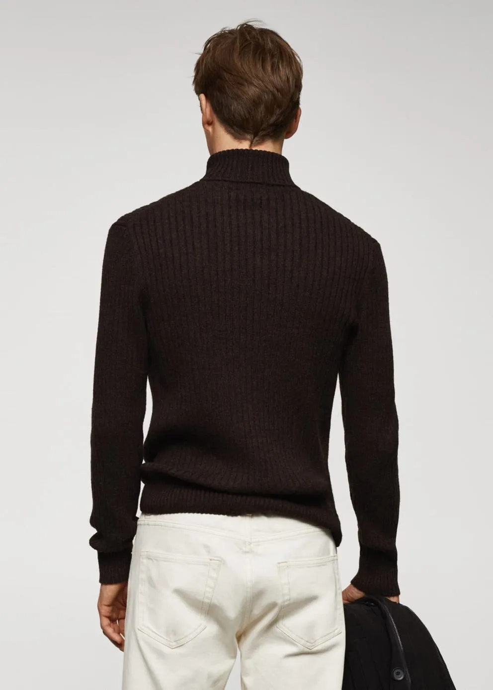 Gilets Et Pull-Overs | Homme MANGO Pull-over Laine Col Montant Maille Côtelée Marron