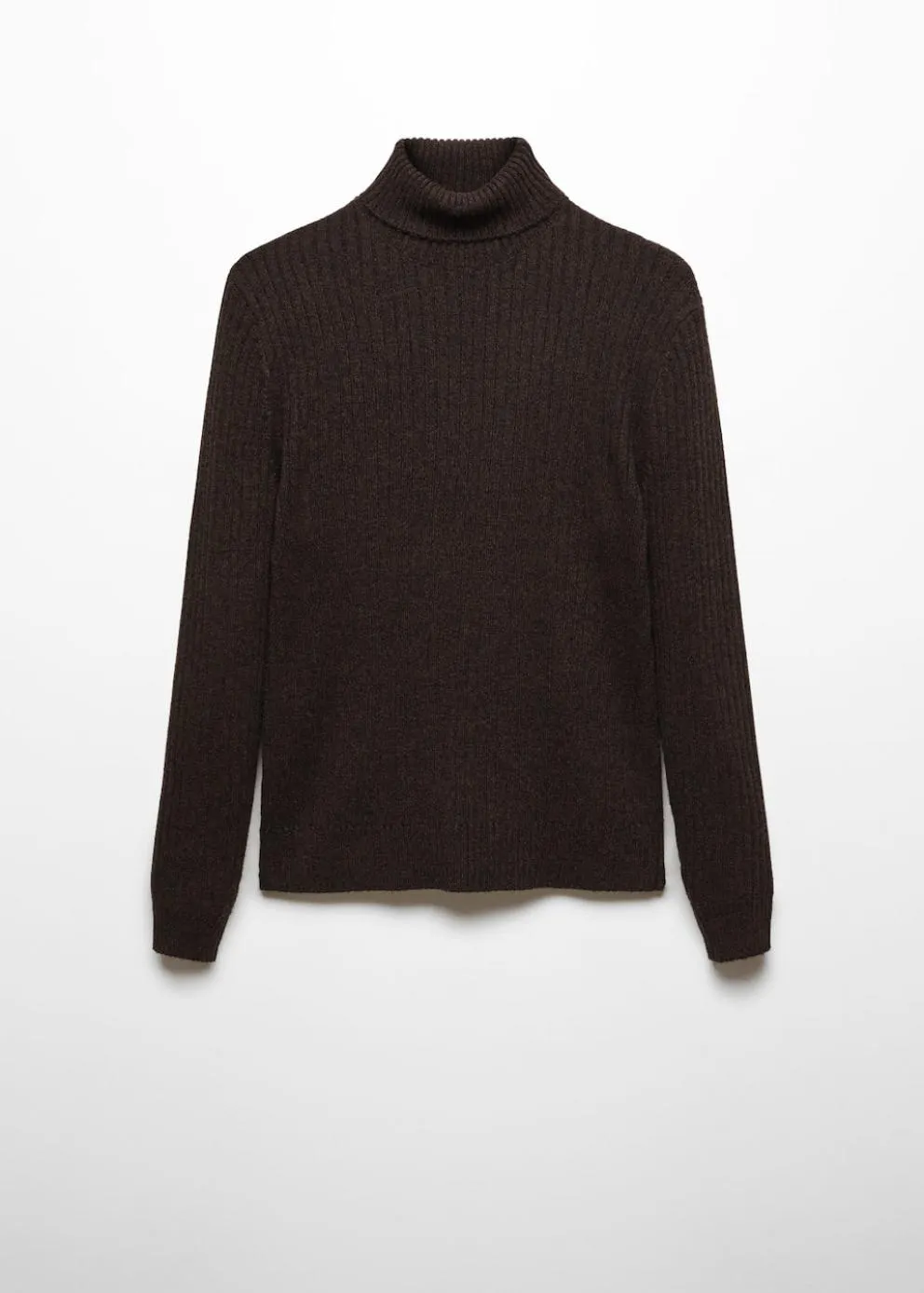 Gilets Et Pull-Overs | Homme MANGO Pull-over Laine Col Montant Maille Côtelée Marron