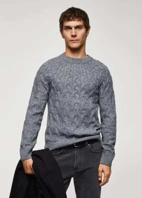 Gilets Et Pull-Overs | Homme MANGO Pull-over Laine Mélangée Torsades Gris Chiné Foncé