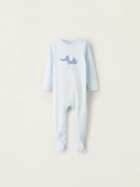 Grenouillère en jersey de coton pour bébé garçon 'Mini Elephant' manches longues ESSENTIALS LINE - Bleu