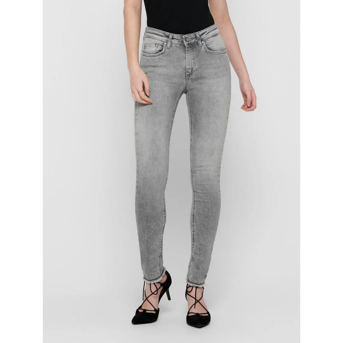 Jean skinny Longueur cheville gris en coton Xia | 3 Suisses