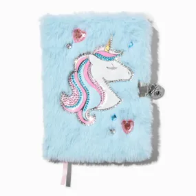 Journal à cadenas en fausse fourrure strass licorne