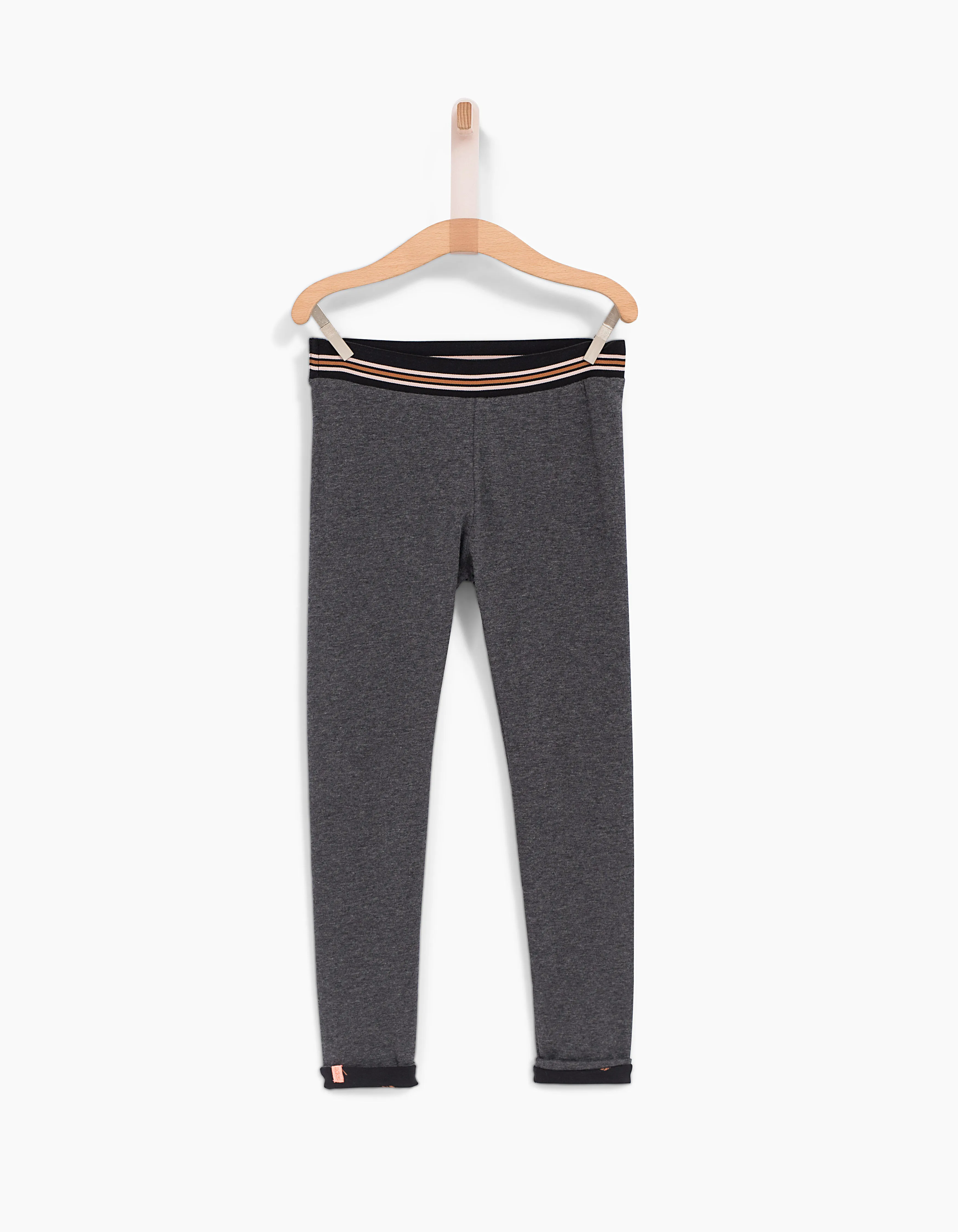 Leggings réversible noir imprimé et gris fille