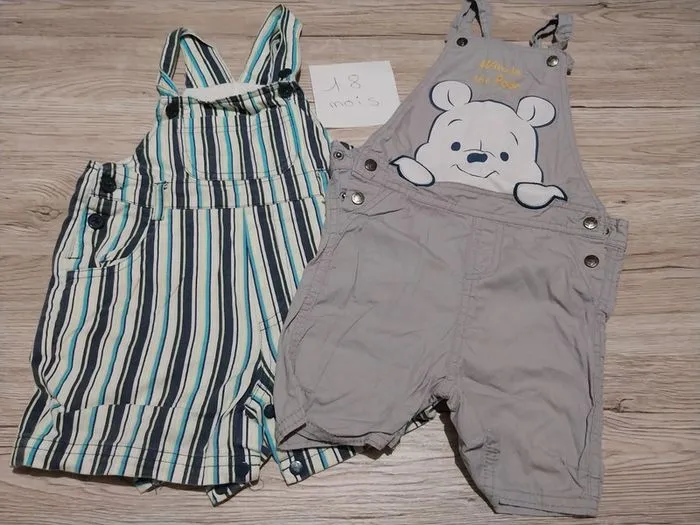 Lot 2 salopettes short - Disney - 12 mois  | Beebs