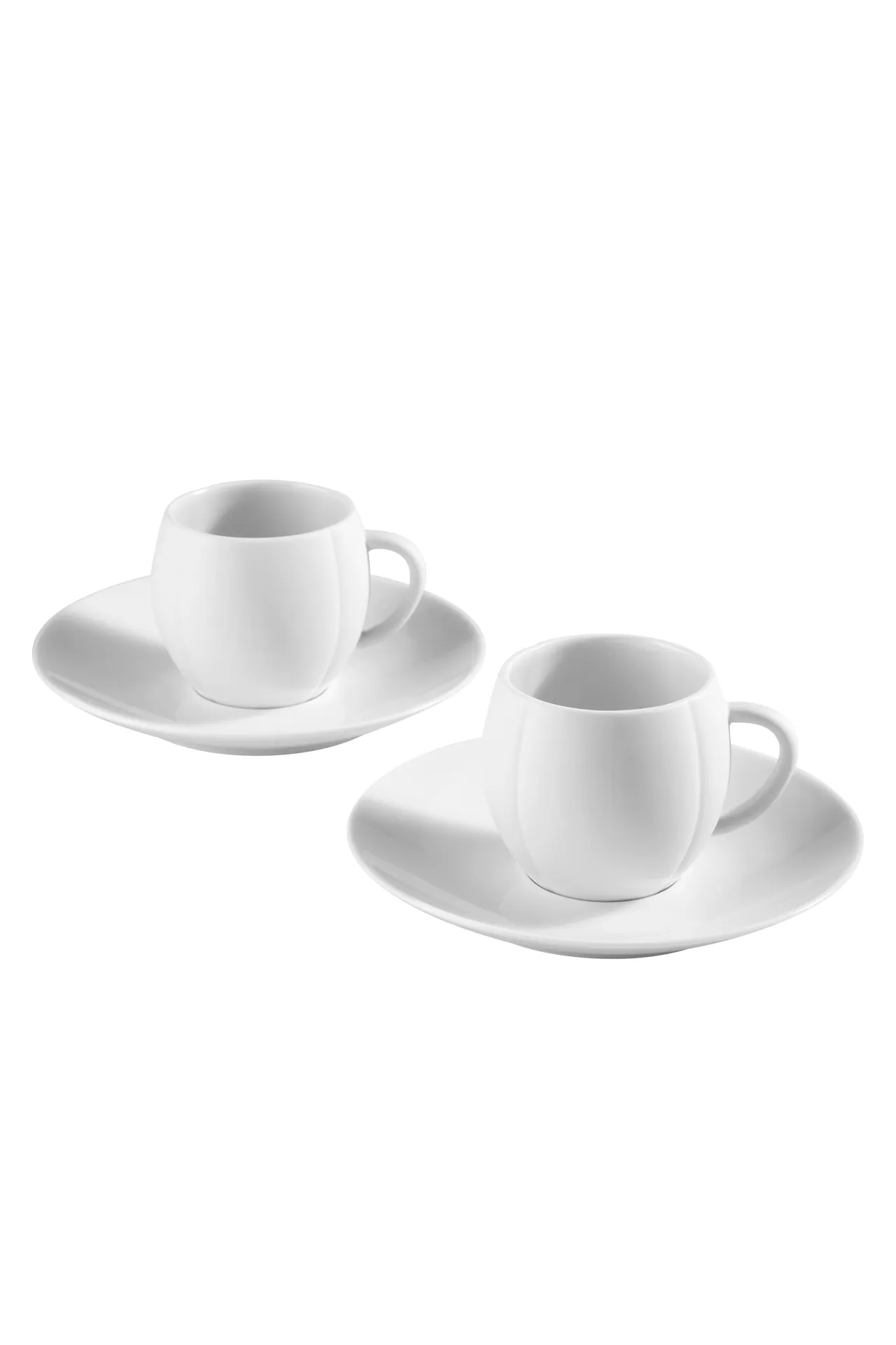 Lot de 2 tasses et sous-tasses blanches en porcelaine